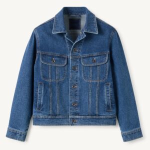 Medium Blue Denim Trucker Jacket — Men's Button-Front Layering Piece