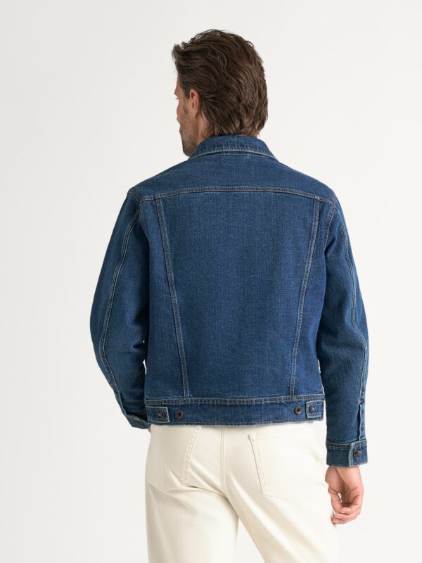 Medium Blue Denim Trucker Jacket — Men's Button-Front Layering Piece