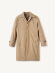 Tan Fly-Front Raincoat — Men's Knee-Length Collared Commuter Layer