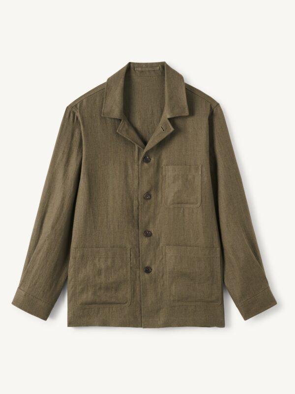 Olive Green Chore Jacket — Men's Three-Pocket Workwear Overlayer