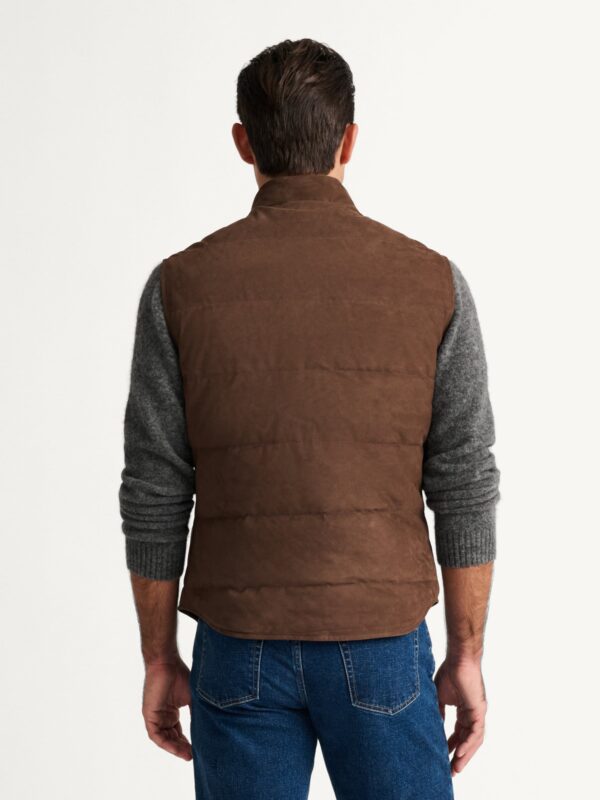 Brown Quilted Vest — Men's Button-Front Stand-Collar Insulated Layer