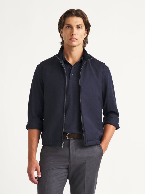 Navy Insulated Vest — Men's Full-Zip Stand-Collar Mid Layer