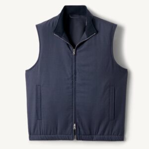 Navy Insulated Vest — Men's Full-Zip Stand-Collar Mid Layer