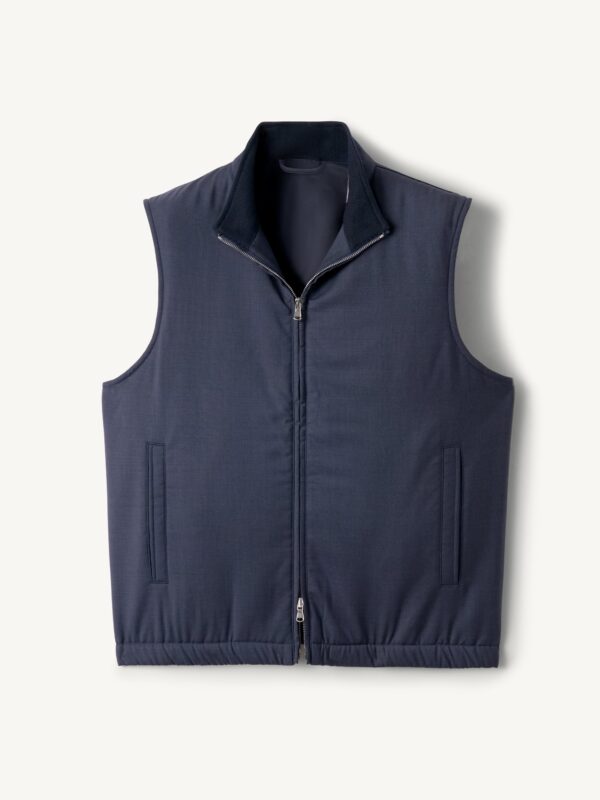 Navy Insulated Vest — Men's Full-Zip Stand-Collar Mid Layer