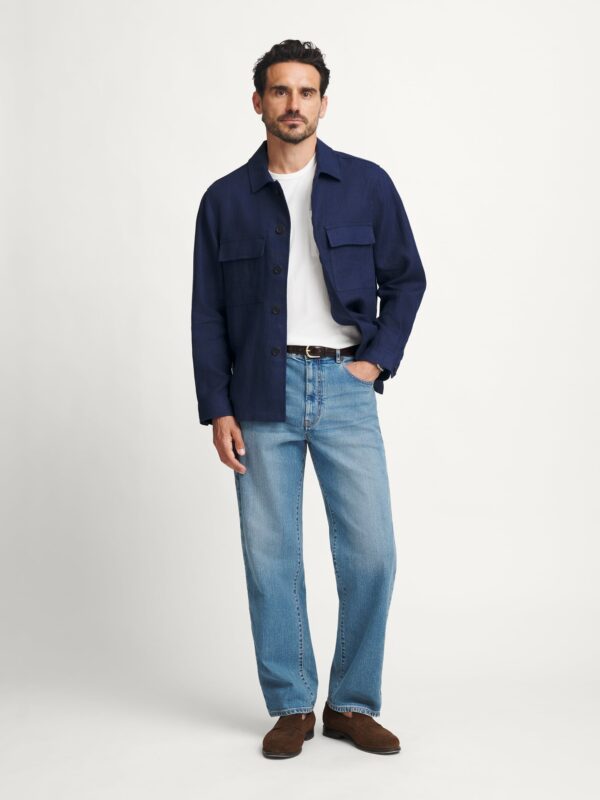 Navy Blue Overshirt — Men's Two-Pocket Button-Up Casual Layer