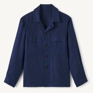 Navy Blue Overshirt — Men's Two-Pocket Button-Up Casual Layer