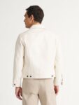 Cream Denim Trucker Jacket — Men's Button-Front Layering Piece