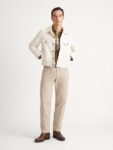 Cream Denim Trucker Jacket — Men's Button-Front Layering Piece