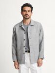Light Gray Shirt Jacket — Men's Open-Collar Unstructured Overlayer