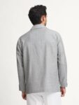 Light Gray Shirt Jacket — Men's Open-Collar Unstructured Overlayer