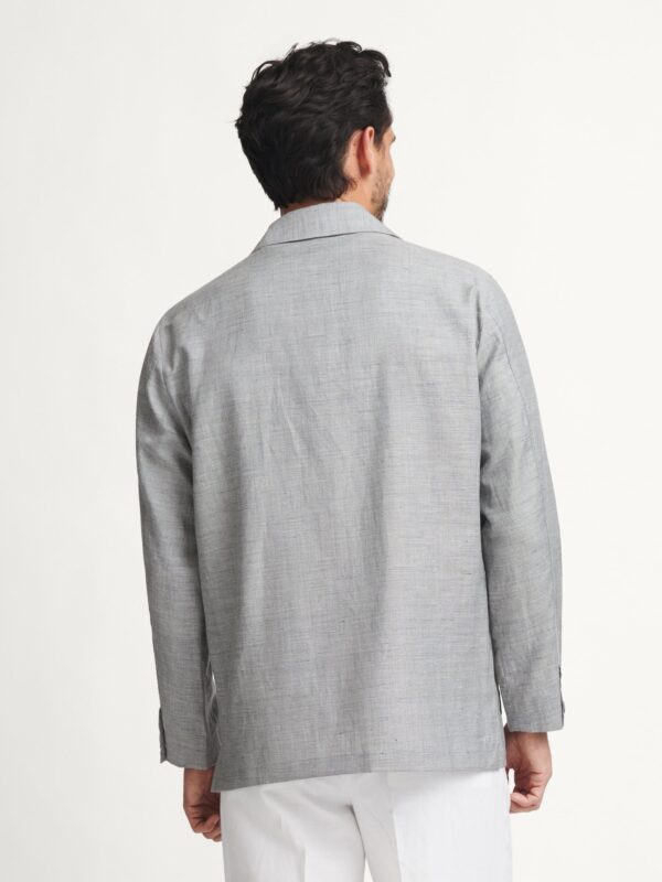 Light Gray Shirt Jacket — Men's Open-Collar Unstructured Overlayer