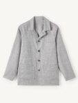 Light Gray Shirt Jacket — Men's Open-Collar Unstructured Overlayer