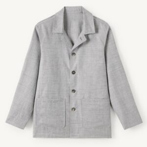 Light Gray Shirt Jacket — Men's Open-Collar Unstructured Overlayer