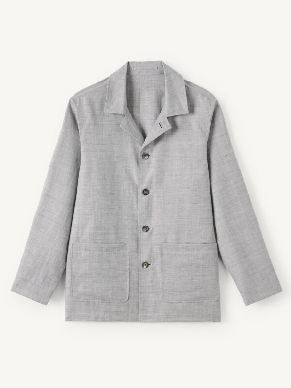 Light Gray Shirt Jacket — Men's Open-Collar Unstructured Overlayer