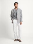 Light Gray Shirt Jacket — Men's Open-Collar Unstructured Overlayer